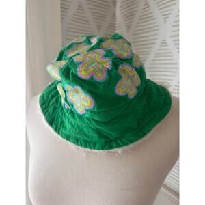 Y2K Vintage Green Hand-painted Groovy Flowers with Fuzzy Interior